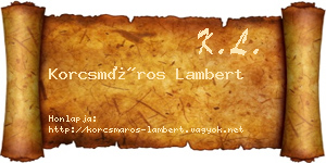 Korcsmáros Lambert névjegykártya